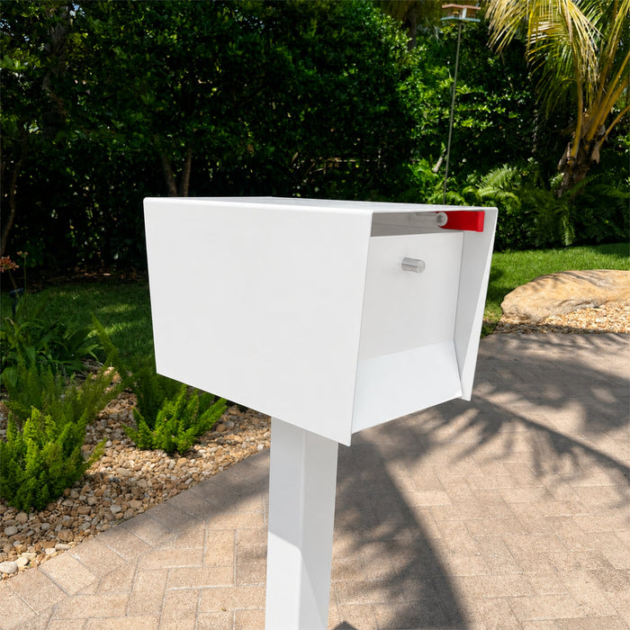 QUICK SHIP UpTown Box-2.0 in ARCTIC WHITE on WHITE - Modern Mailbox