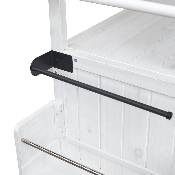 Foldable Outdoor Kitchen Island Patio Cart with Storage