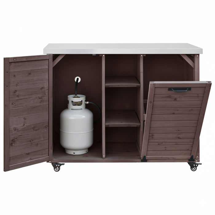 K&K 78.3' Outdoor Kitchen Island with Foldable Grill Table