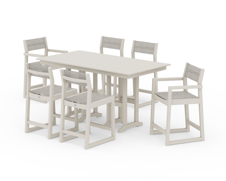 POLYWOOD® EDGE Sling 7-Piece Farmhouse Counter Set