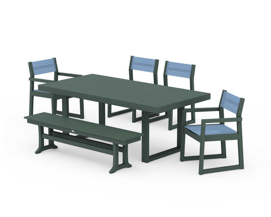POLYWOOD® EDGE Sling 6-Piece Dining Set with Bench
