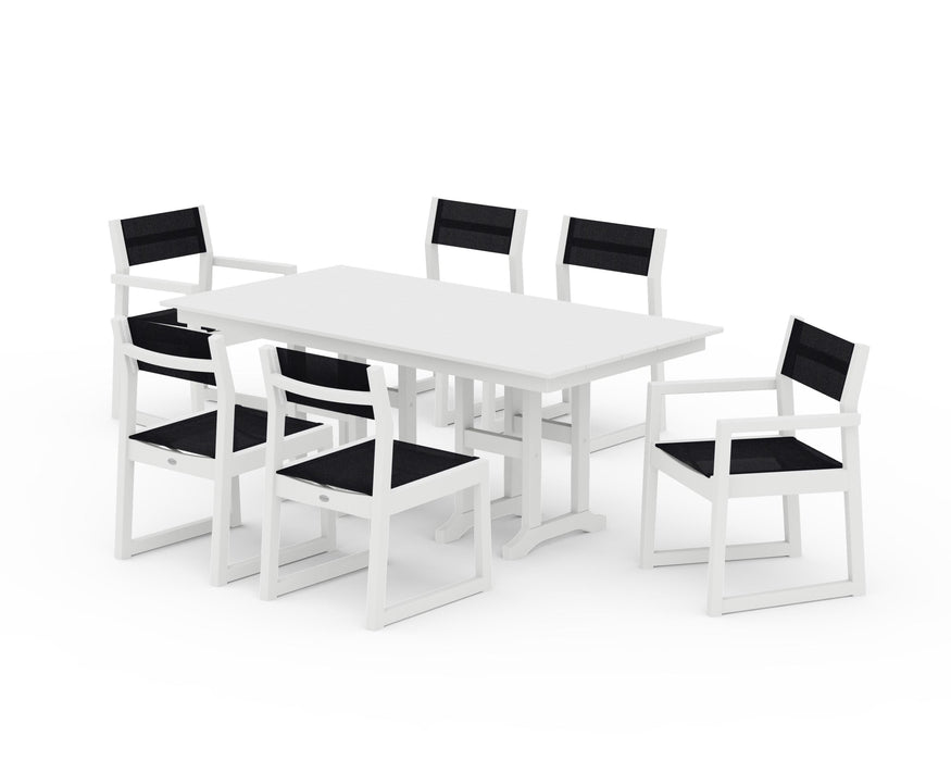 POLYWOOD® EDGE Sling 7-Piece Farmhouse Dining Set