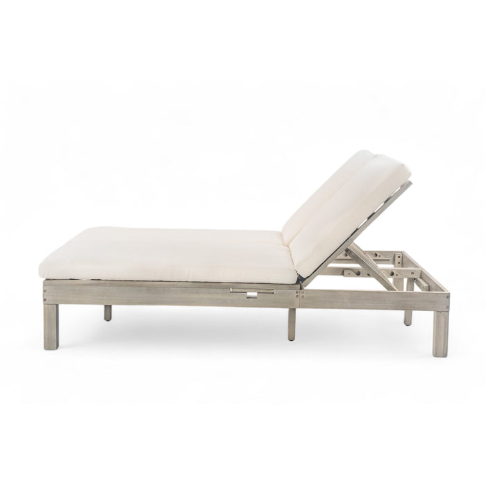 TREXM 5-Position Adjustable Backrest Double Chaise Lounge Outdoor