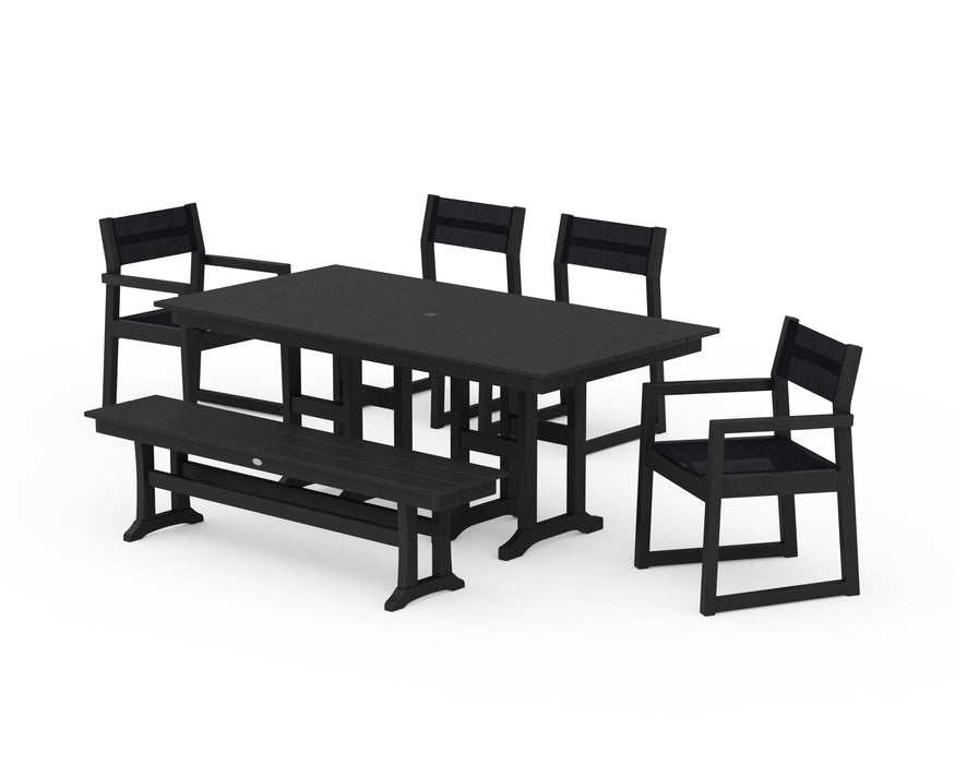 POLYWOOD® EDGE Sling 6-Piece Farmhouse Dining Set