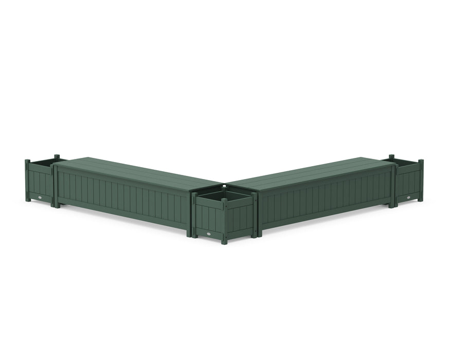 POLYWOOD® 72" Vineyard L- Shaped Planter Storage Bench Corner Set