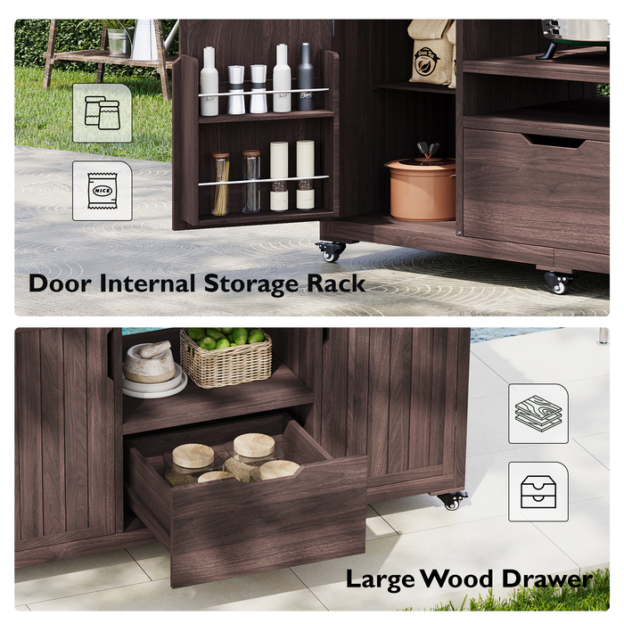 K&K 66.5' Outdoor Kitchen Island for Big Green Egg Grills