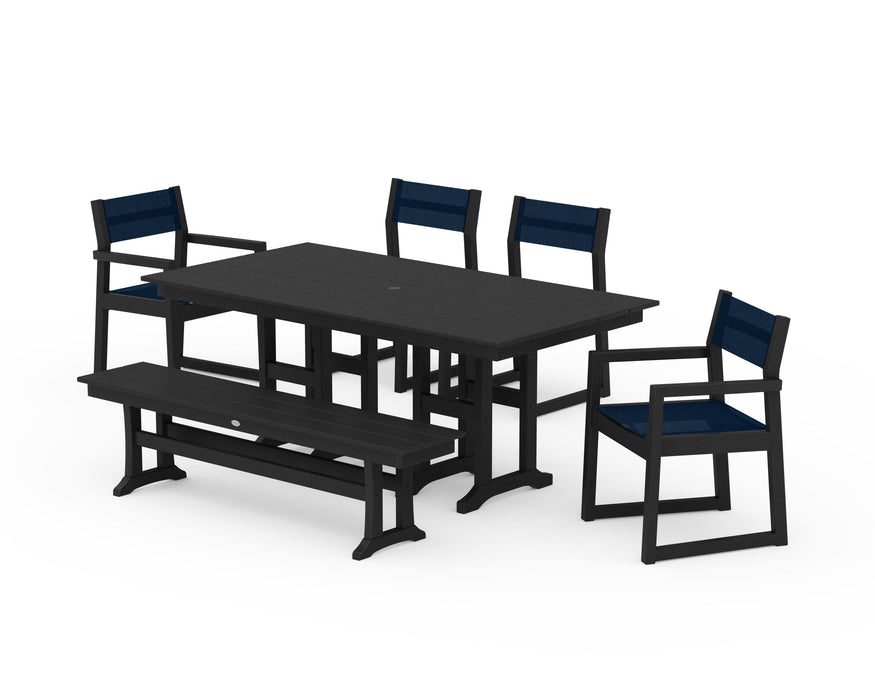 POLYWOOD® EDGE Sling 6-Piece Farmhouse Dining Set