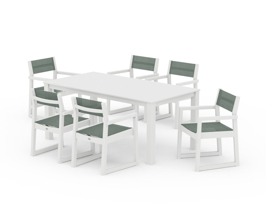 POLYWOOD® EDGE Sling Arm Chair 7-Piece Parsons Dining Set