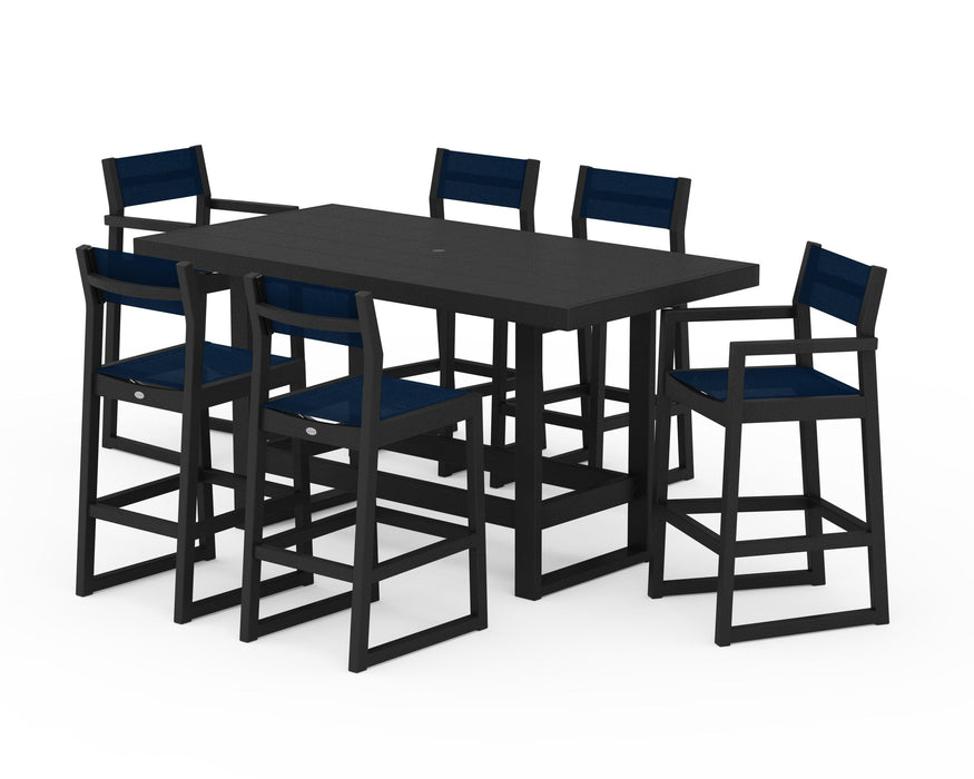 POLYWOOD® EDGE Sling 7-Piece Bar Table Set