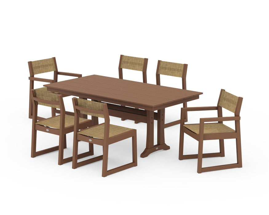POLYWOOD® EDGE Sling 7-Piece Farmhouse Trestle Dining Set