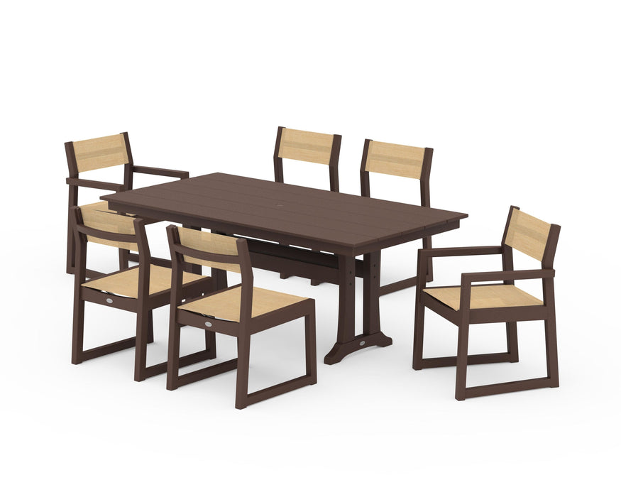 POLYWOOD® EDGE Sling 7-Piece Farmhouse Trestle Dining Set