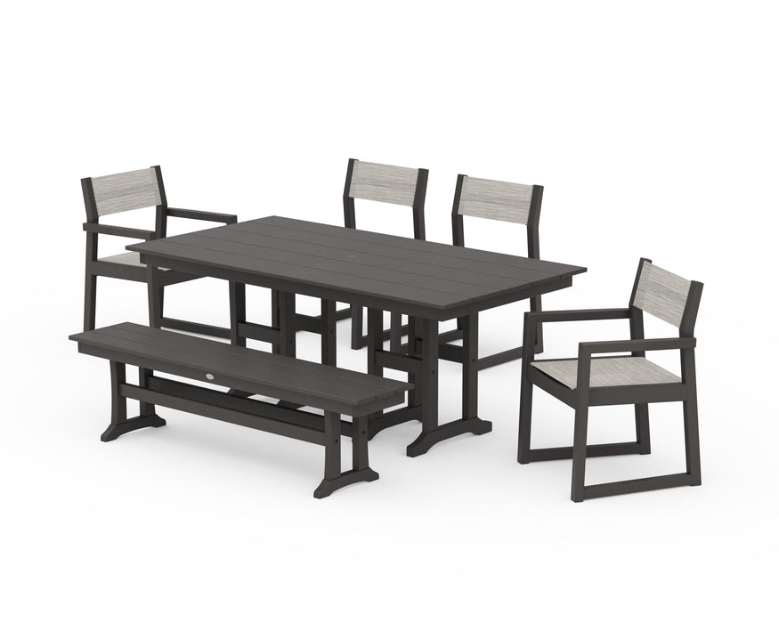POLYWOOD® EDGE Sling 6-Piece Farmhouse Dining Set