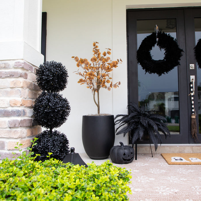3' UV Resistant Halloween Black Artificial Triple Ball Boxwood Topiary (Indoor/Outdoor)