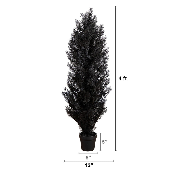 4' UV Resistant Artificial Halloween Black Cedar Tree (Indoor/Outdoor)