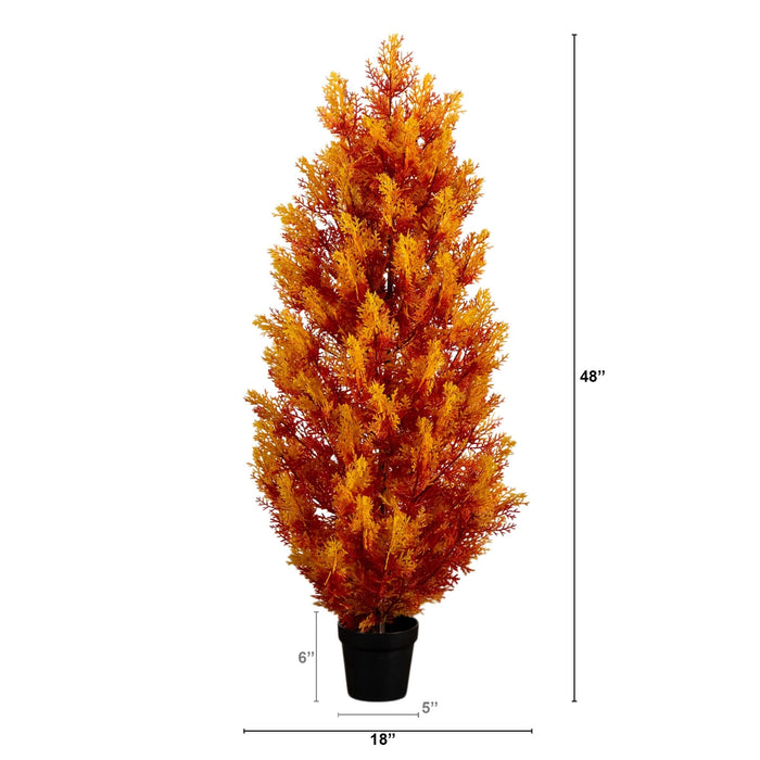 4' UV Resistant Autumn Artificial Fall Cedar Tree (Indoor/Outdoor)