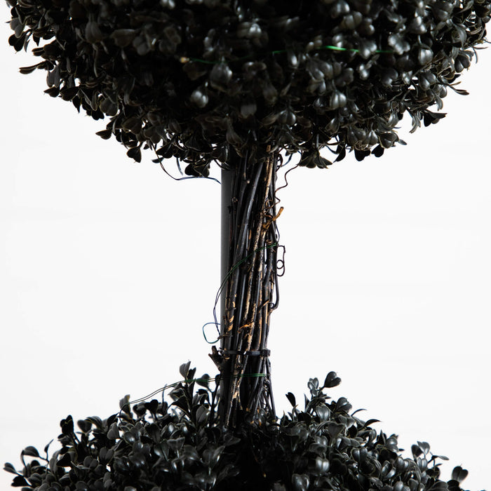 5' UV Resistant Halloween Black Artificial Triple Ball Boxwood Topiary (Indoor/Outdoor)