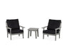 POLYWOOD Oxford 3-Piece Deep Seating Set in Slate Grey / Midnight Linen