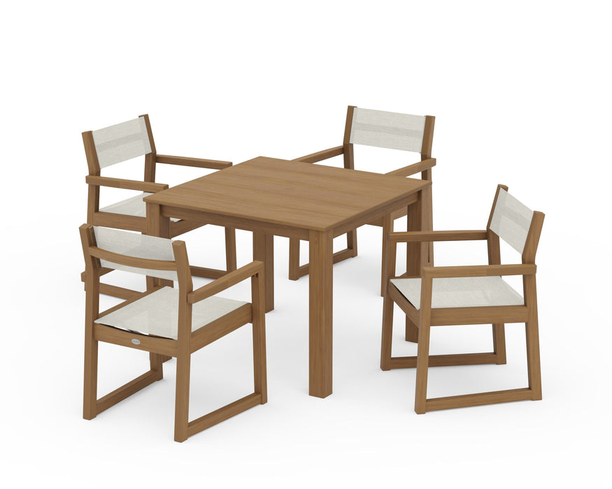POLYWOOD® EDGE Sling Arm Chair 5-Piece Parsons Dining Set