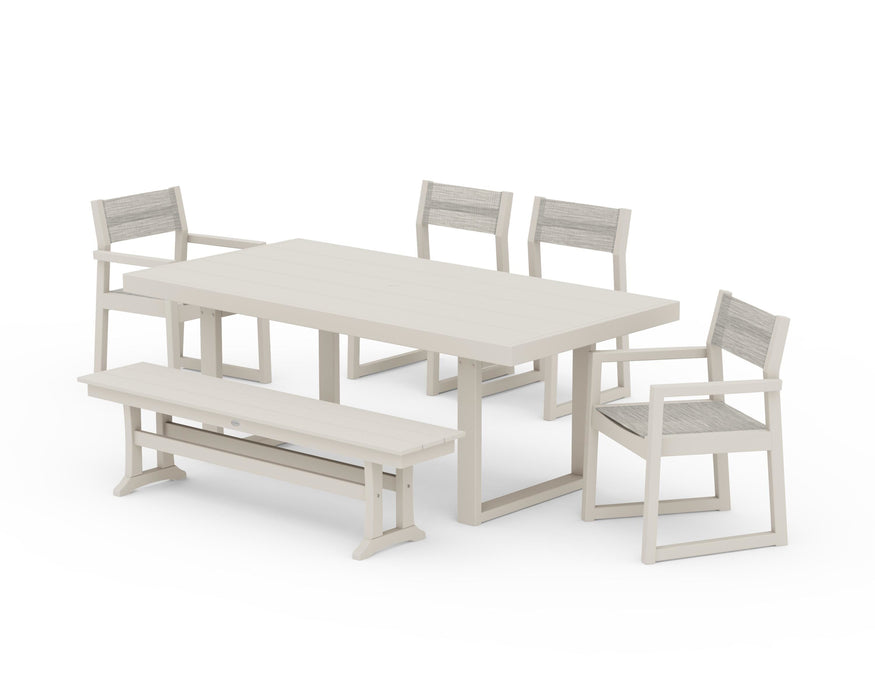 POLYWOOD® EDGE Sling 6-Piece Dining Set with Bench