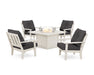 POLYWOOD Oxford 5-Piece Deep Seating Set with Fire Pit Table in Sand / Ash Charcoal