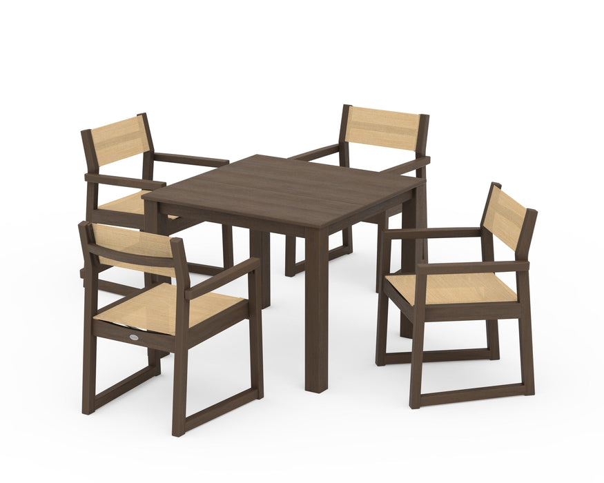 POLYWOOD® EDGE Sling Arm Chair 5-Piece Parsons Dining Set