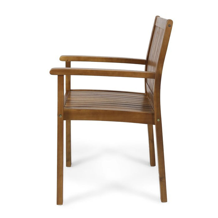 7 Pieces Acacia Wood Outdoor Dining Set with 6 Chairs