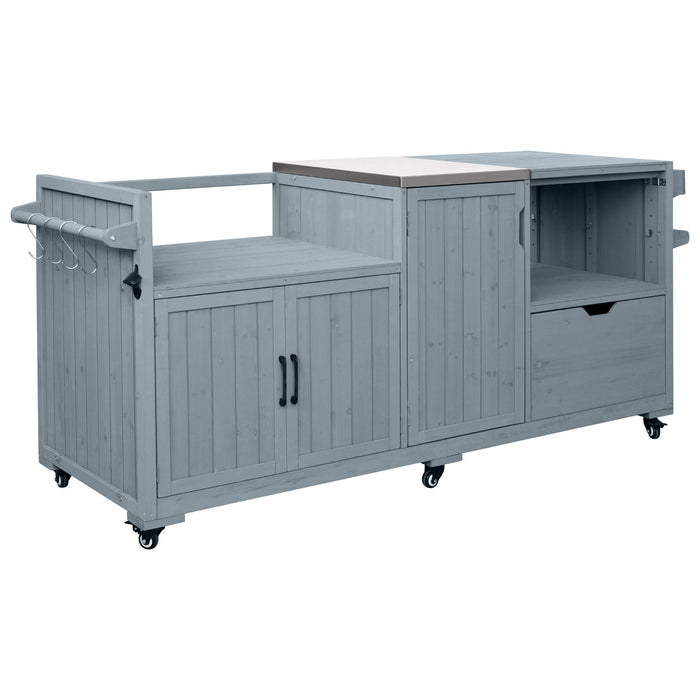 K&K 80.5' Outdoor Kitchen Island for Big Green Egg & Blackstone Griddle