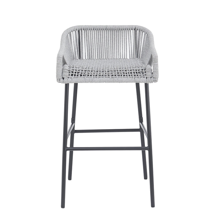 La Push Outdoor Patio Light Gray Rope Bar Stool, Set of 2
