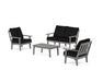 POLYWOOD Oxford 4-Piece Deep Seating Set with Loveseat in Slate Grey / Midnight Linen