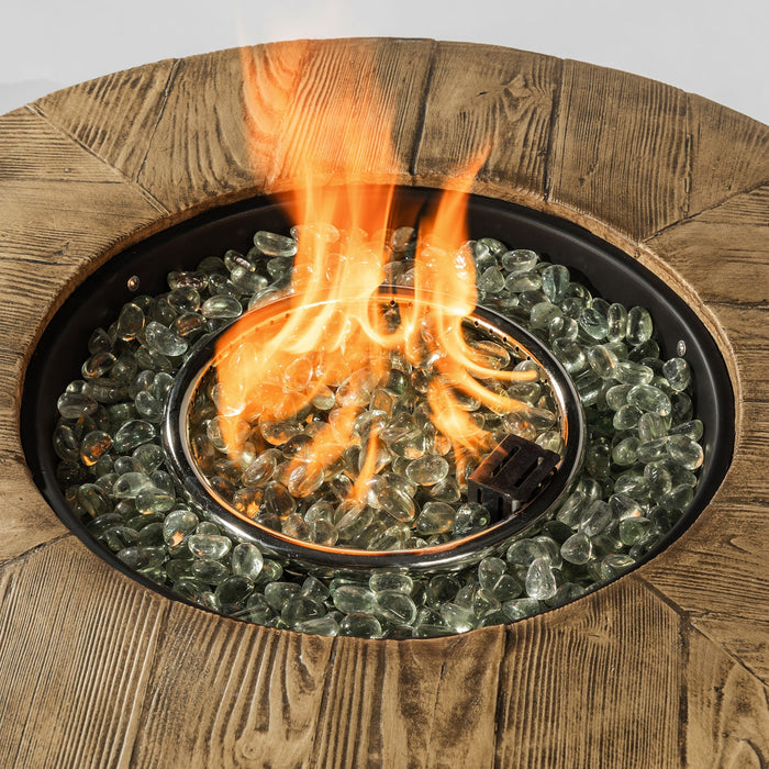 30' Propane Gas Fire Pit Table with Imitation Wood Grain Finish