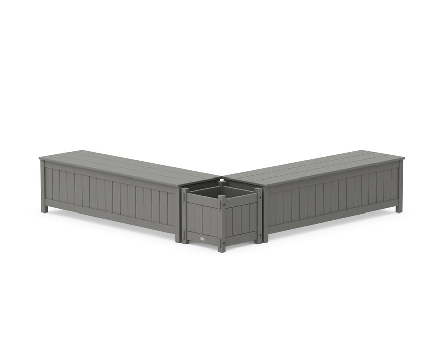 POLYWOOD® 60" Vineyard L- Shaped Planter Storage Bench Set