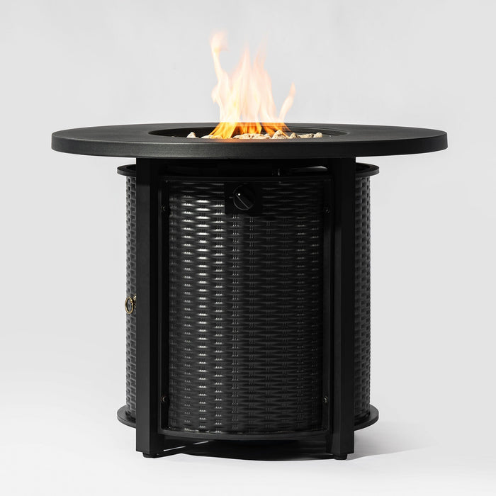 32" Propane Gas Fire Pit Table, 50000 BTU - Black Steel
