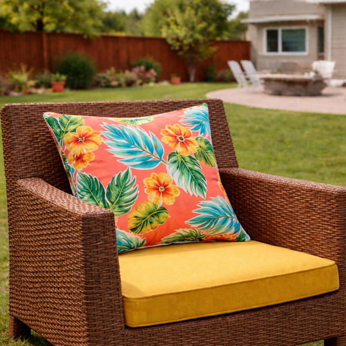 2 Pack Outdoor Throw Pillows, Waterproof & Fade-Resistant Patio Cushions (18x18 Inch, Bright Coral Pink)
