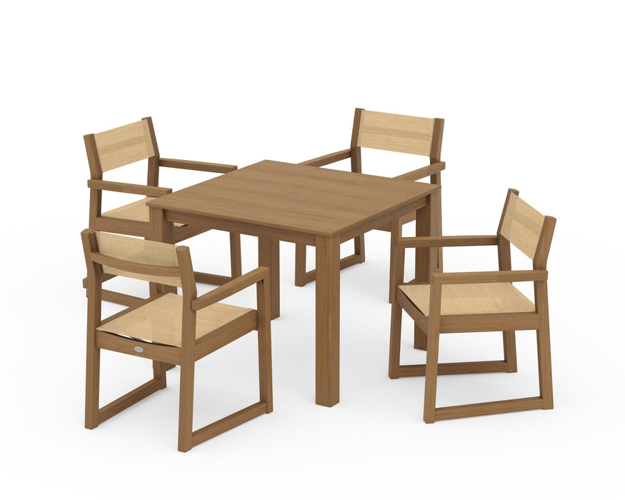 POLYWOOD® EDGE Sling Arm Chair 5-Piece Parsons Dining Set