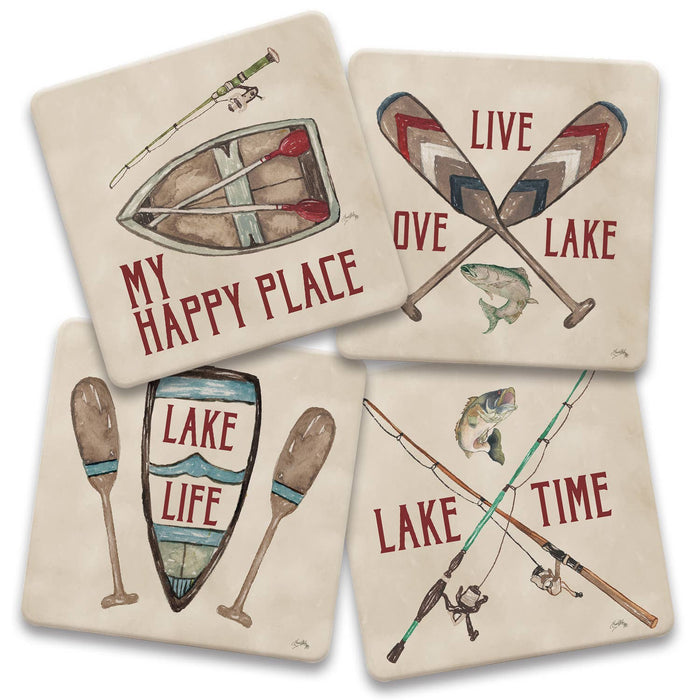 "Lake Love" 4 Pack Assorted Image Coaster Set