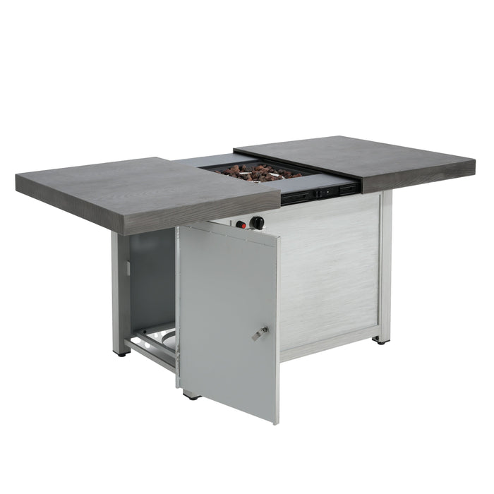 Extendable Rectangle Aluminum Alloy Fire Pit Table, 50,000BTU