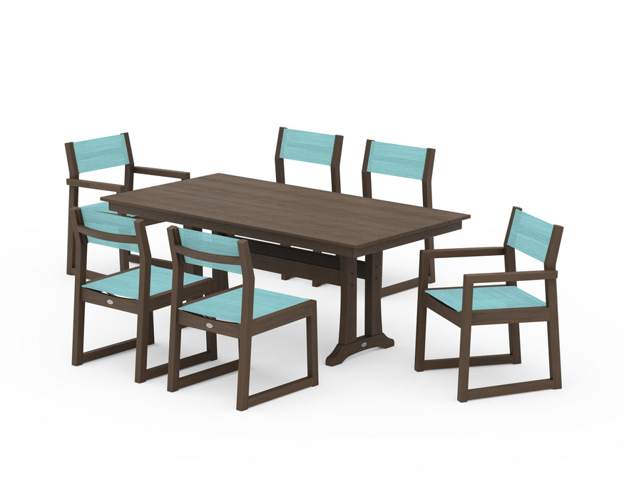 POLYWOOD® EDGE Sling 7-Piece Farmhouse Trestle Dining Set