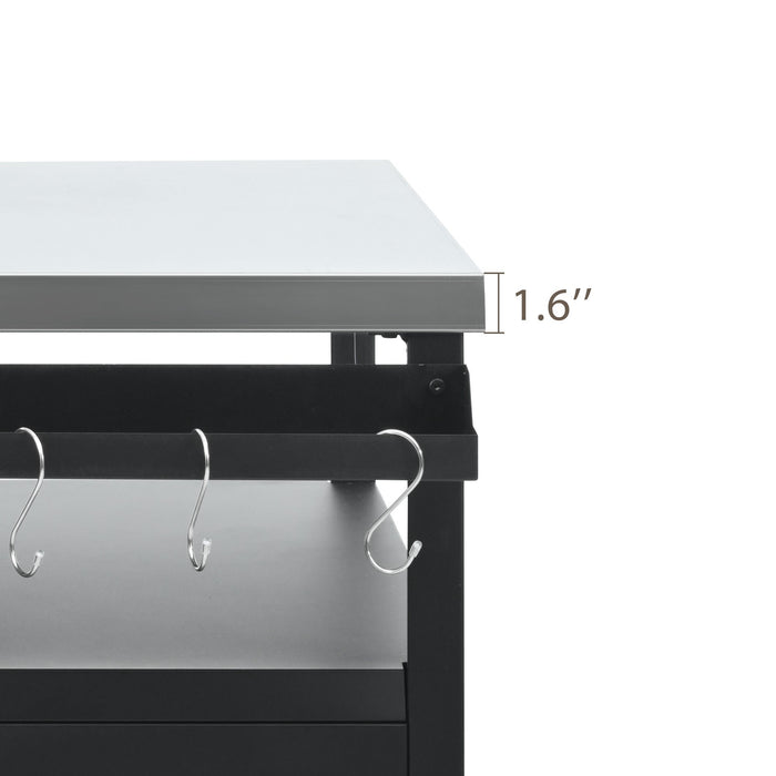 K&K 54.5 Inch Outdoor Kitchen Island with Stainless Steel Tabletop