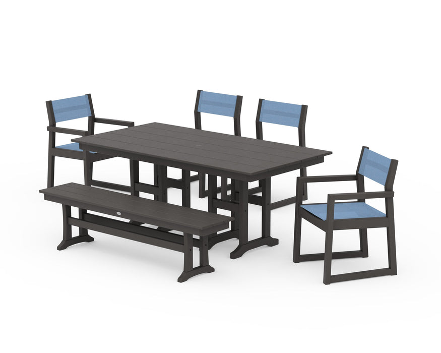POLYWOOD® EDGE Sling 6-Piece Farmhouse Dining Set