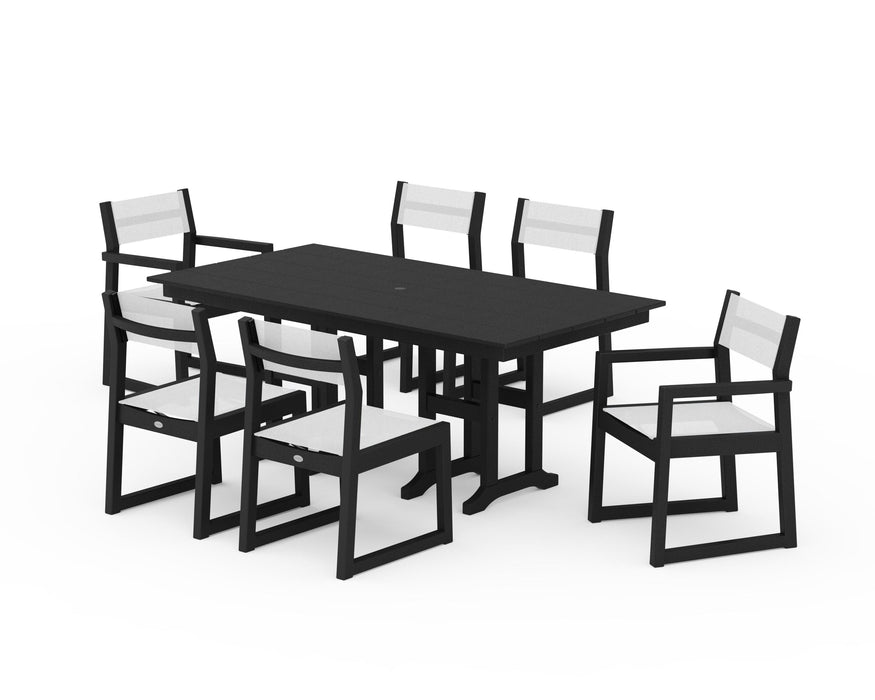 POLYWOOD® EDGE Sling 7-Piece Farmhouse Dining Set