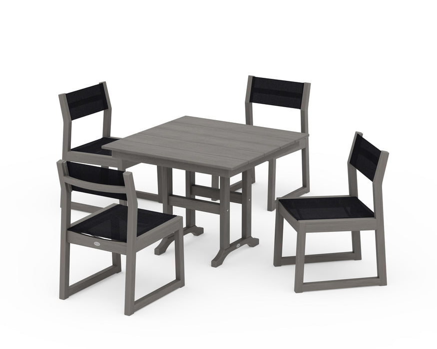 POLYWOOD® EDGE Sling Side Chair 5-Piece Farmhouse Dining Set