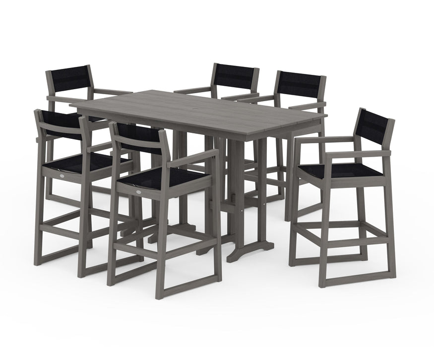 POLYWOOD® EDGE Sling Arm Chair 7-Piece Farmhouse Bar Set