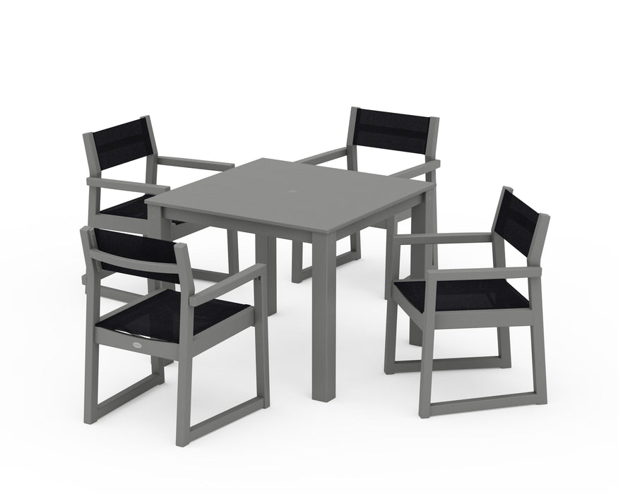 POLYWOOD® EDGE Sling Arm Chair 5-Piece Parsons Dining Set