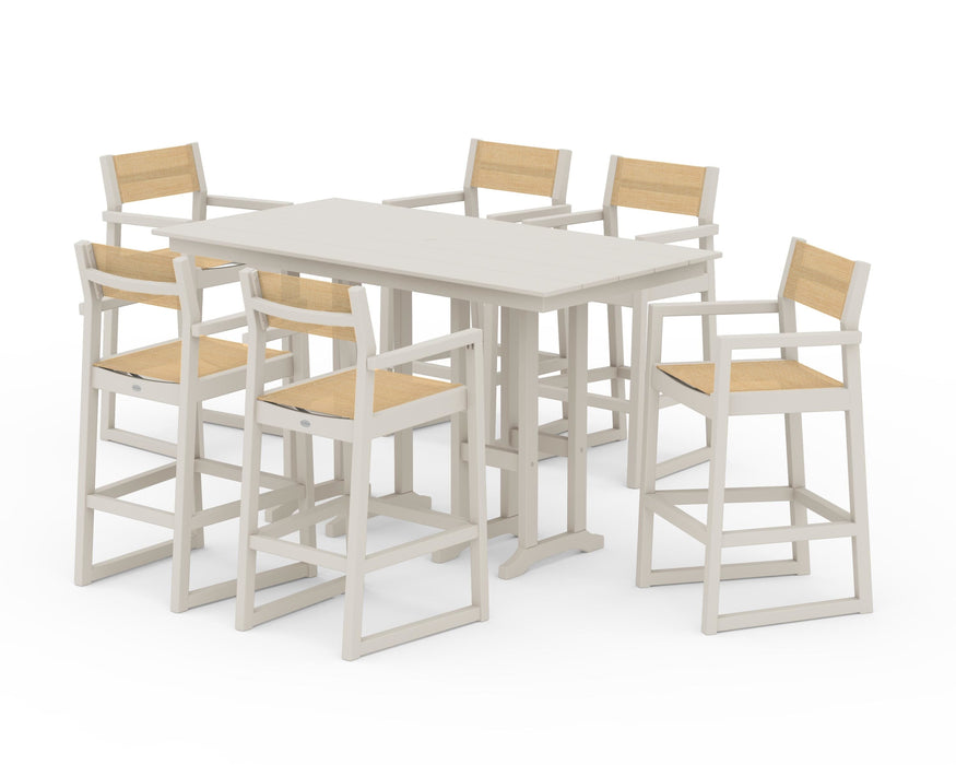 POLYWOOD® EDGE Sling Arm Chair 7-Piece Farmhouse Bar Set