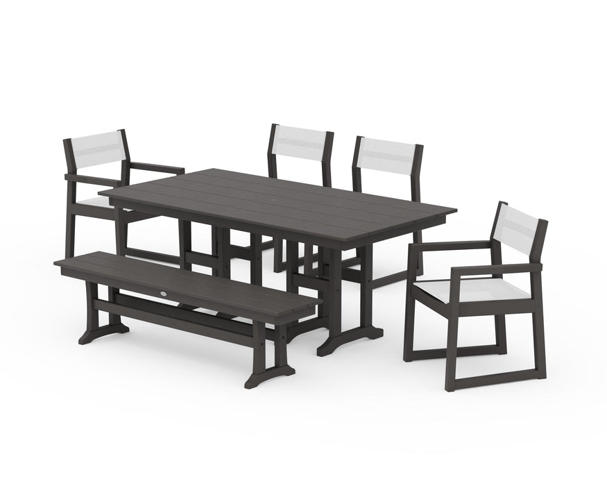 POLYWOOD® EDGE Sling 6-Piece Farmhouse Dining Set