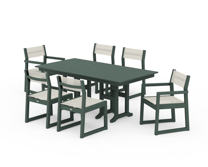 POLYWOOD® EDGE Sling 7-Piece Farmhouse Dining Set