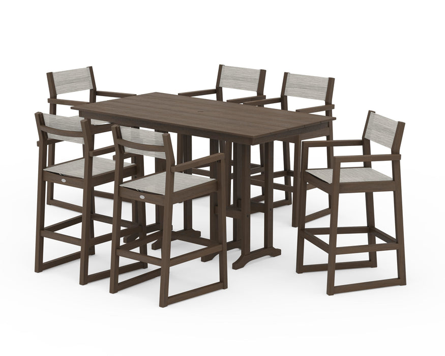 POLYWOOD® EDGE Sling Arm Chair 7-Piece Farmhouse Bar Set