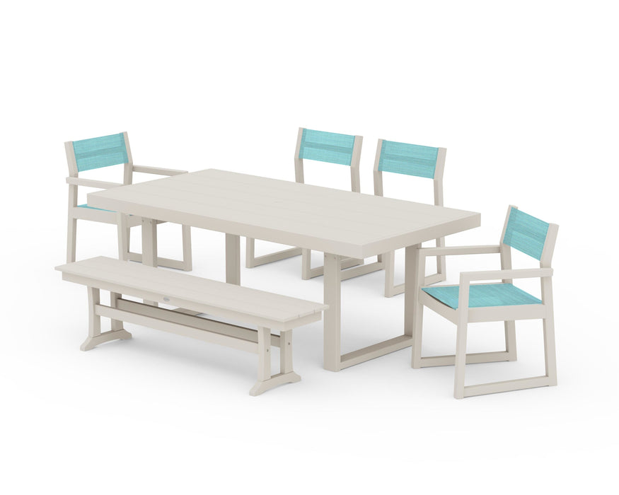 POLYWOOD® EDGE Sling 6-Piece Dining Set with Bench