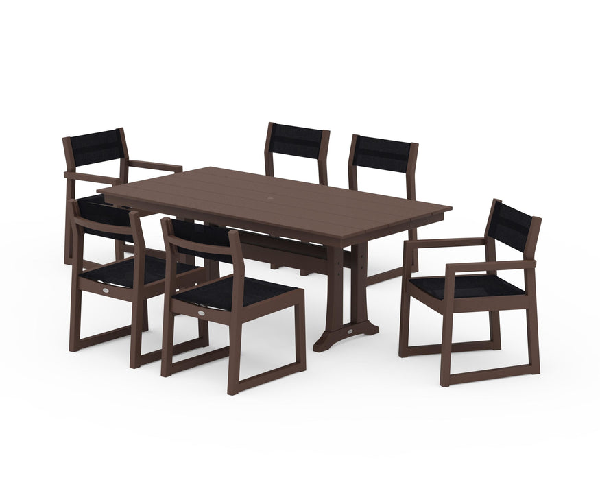 POLYWOOD® EDGE Sling 7-Piece Farmhouse Trestle Dining Set