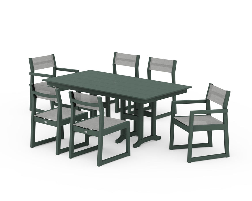 POLYWOOD® EDGE Sling 7-Piece Farmhouse Dining Set